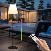 NiceBuy Solární stojací lampa Venkovní zahradní LED dobíjecí stojací lampa Bezdrátová dobíjecí USB stmívatelná RGB stojací lampa